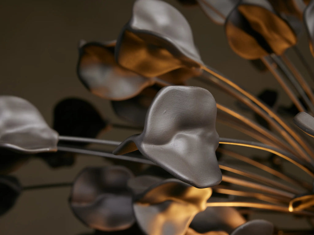 Cascading Ceramic Leaf Globe Chandelier with 5 Lights in bronze / ebony finish, product view 11