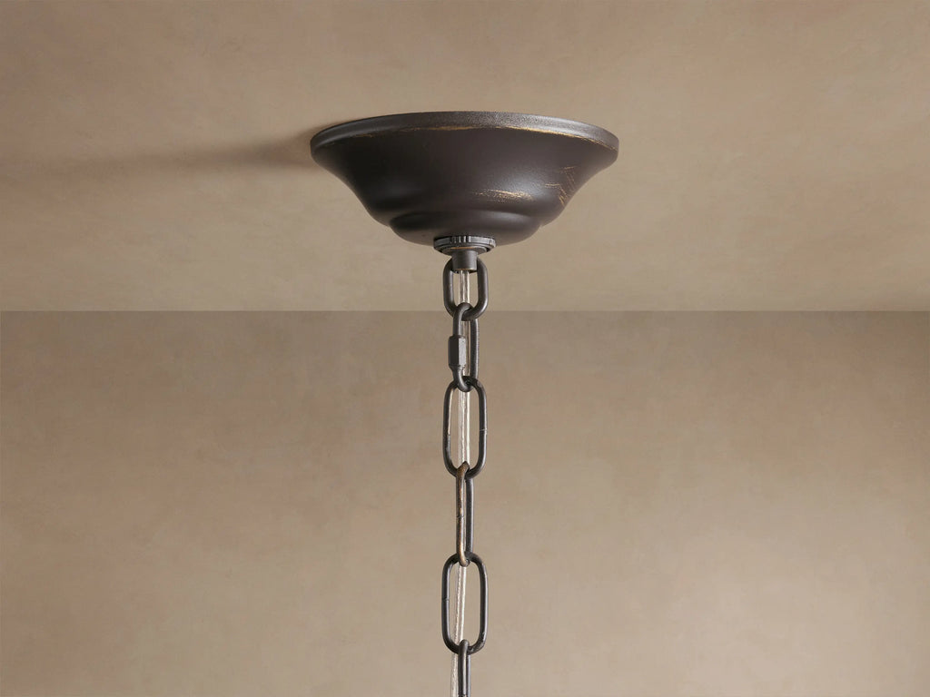 Cascading Ceramic Leaf Globe Chandelier with 5 Lights in bronze / ebony finish, product view 12