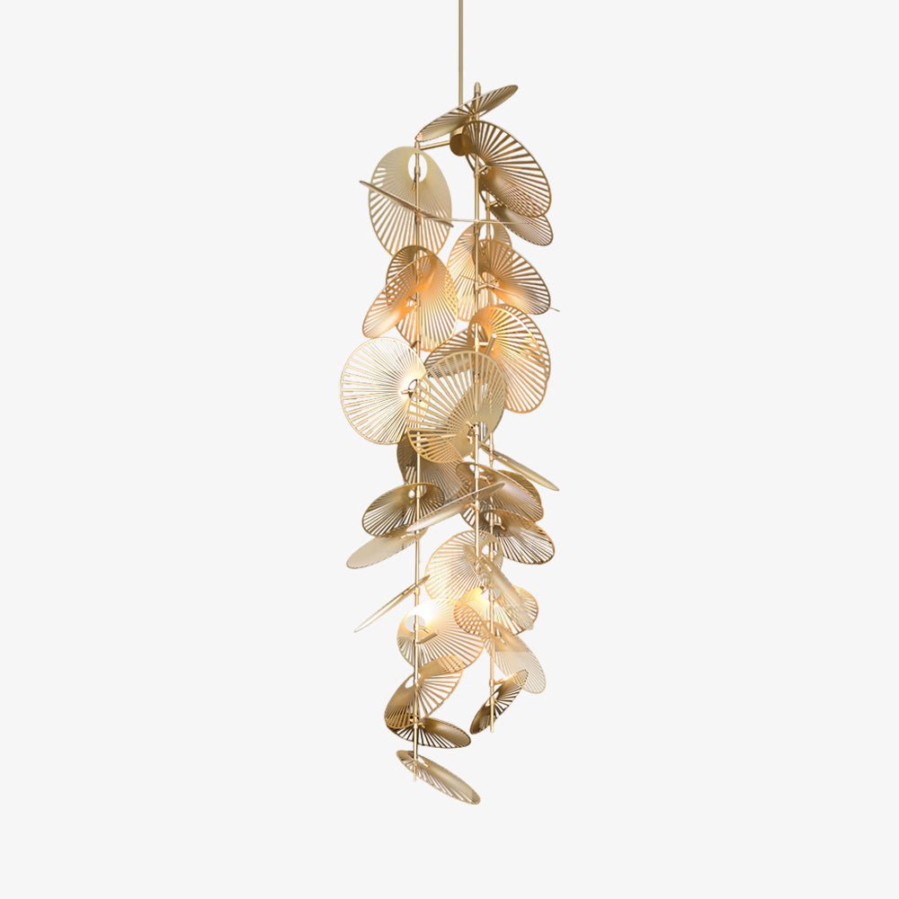 Cattail Leaf Chandelier for High Ceilings by Bling Lighting Studio