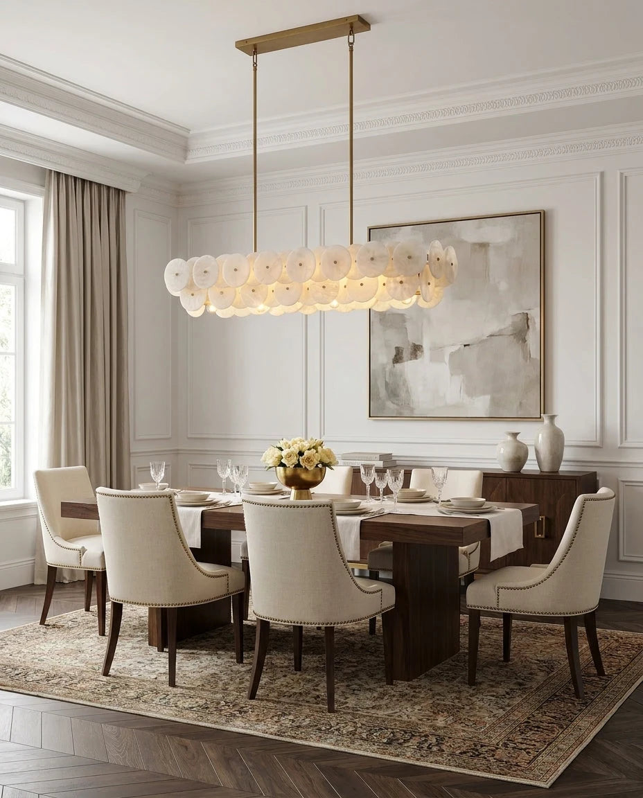 Celavora Alabaster Disc Linear Chandelier, product view 2