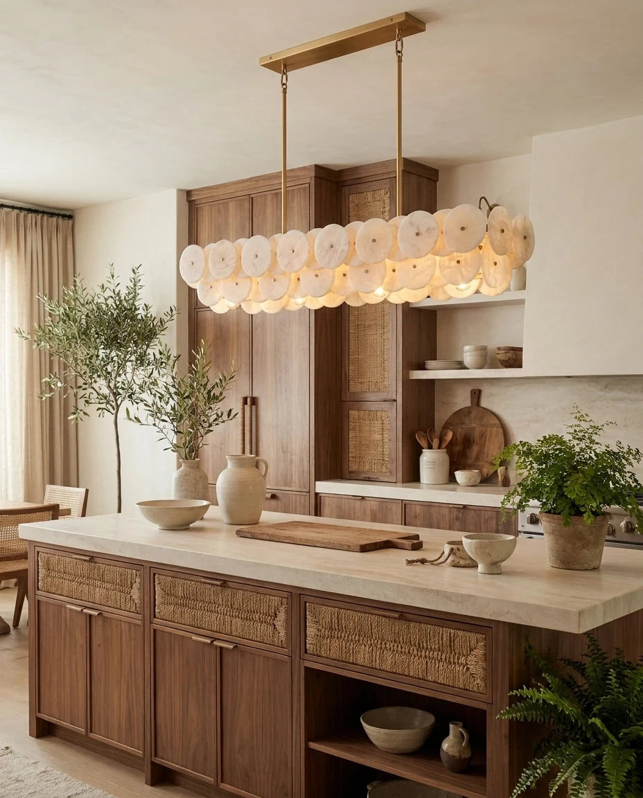 Celavora Alabaster Disc Linear Chandelier, product view 3