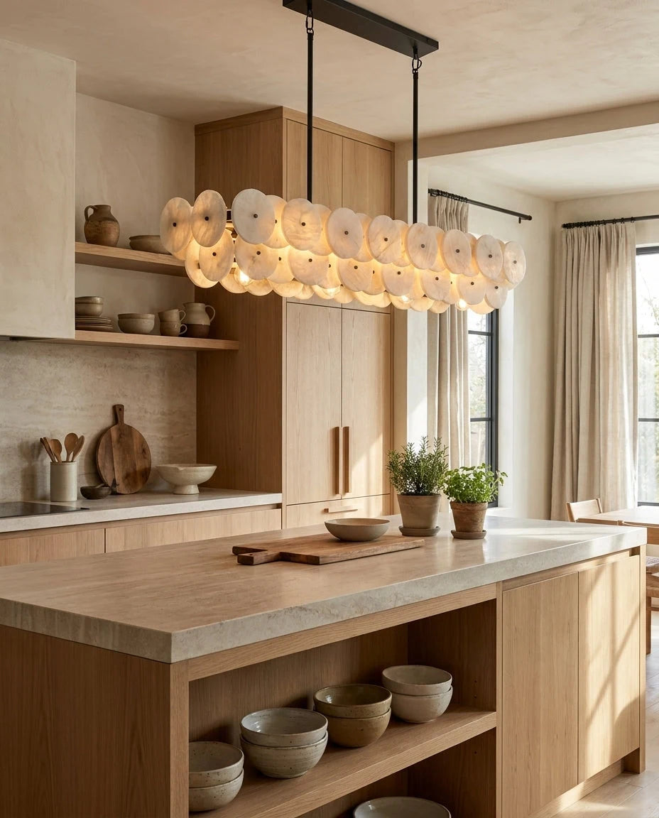 Celavora Alabaster Disc Linear Chandelier, product view 4