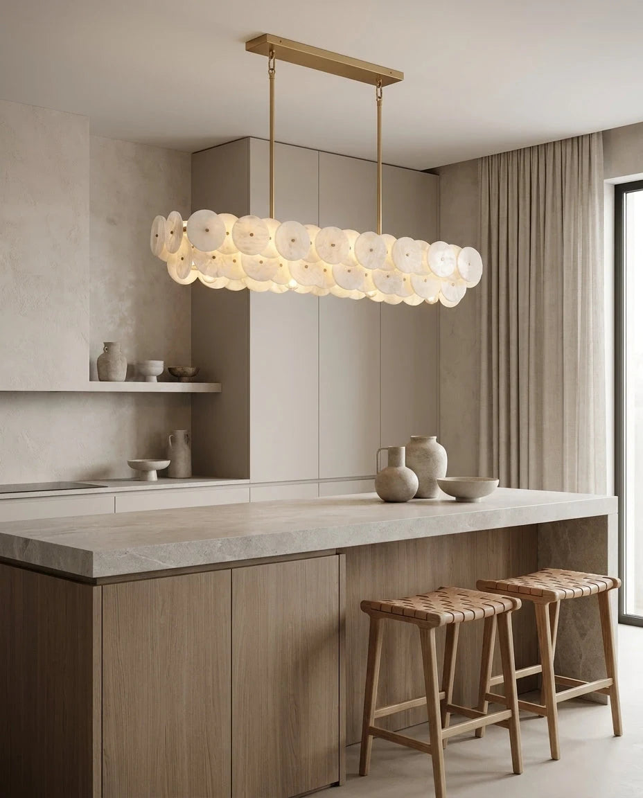 Celavora Alabaster Disc Linear Chandelier, product view 8