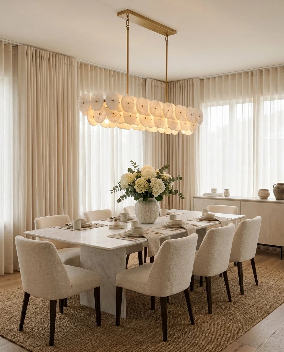Celavora Alabaster Disc Linear Chandelier, product view 10