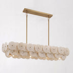 Celavora Alabaster Disc Linear Chandelier — L 120cm x H 20cm / L 47.2″ x H 7.9″ / Brushed Brass
