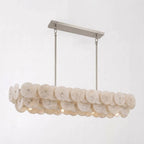 Celavora Alabaster Disc Linear Chandelier — L 120cm x H 20cm / L 47.2″ x H 7.9″ / Brushed Nickel