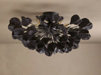 Ceramic Leaf Flush Mount Ceiling Light with 5 Lights in bronze / ebony finish, product view 6