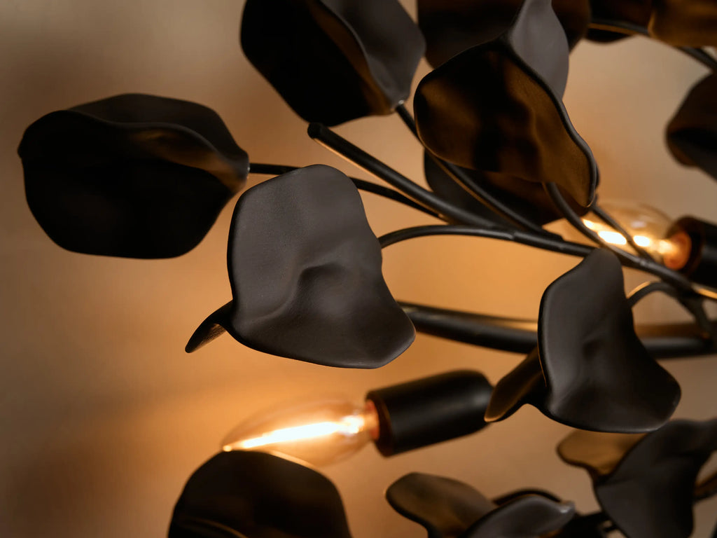 Ceramic Leaf Grand Wall Sconce with 4 Lights in bronze / ebony finish, product view 3