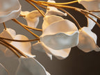 Ceramic Leaf Linear Chandelier with 8 Lights in brass / ivory finish, product view 4