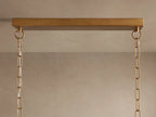Ceramic Leaf Linear Chandelier with 8 Lights in brass / ivory finish, product view 5