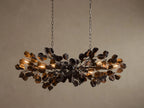 Ceramic Leaf Linear Chandelier with 8 Lights in bronze / ebony finish