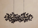 Ceramic Leaf Linear Chandelier with 8 Lights in bronze / ebony finish, product view 7