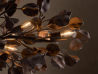 Ceramic Leaf Linear Chandelier with 8 Lights in bronze / ebony finish, product view 8