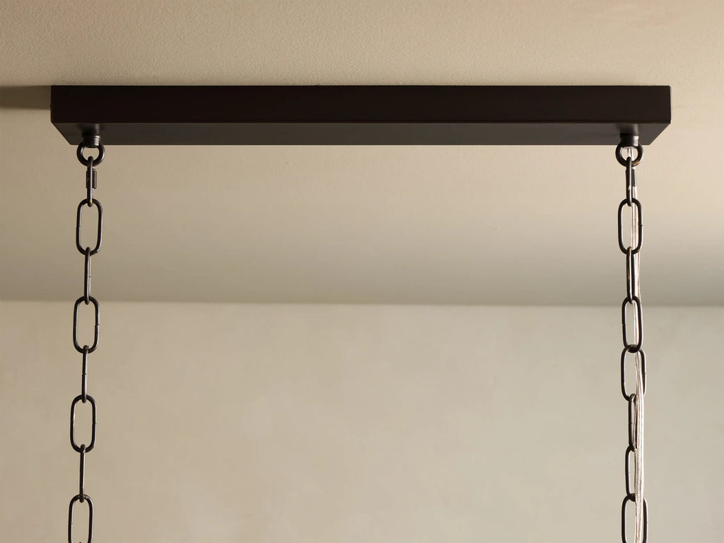 Ceramic Leaf Linear Chandelier with 8 Lights in bronze / ebony finish, product view 9