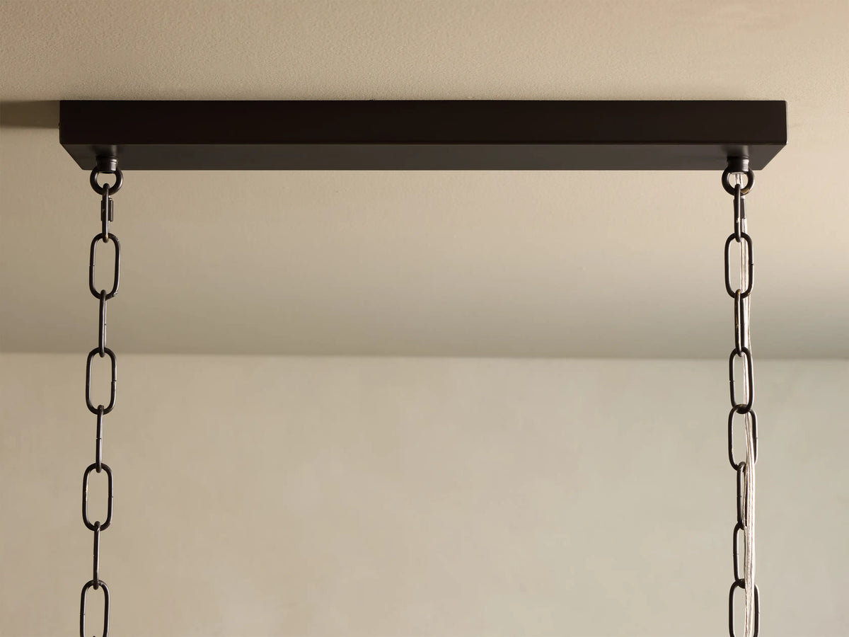 Ceramic Leaf Linear Chandelier with 8 Lights in bronze / ebony finish, product view 9