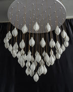 Ceramic Magnolia Staircase Chandelier close-up of magnolia flower pendant shade