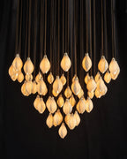Ceramic Magnolia Staircase Chandelier main view for high ceiling staircase lighting