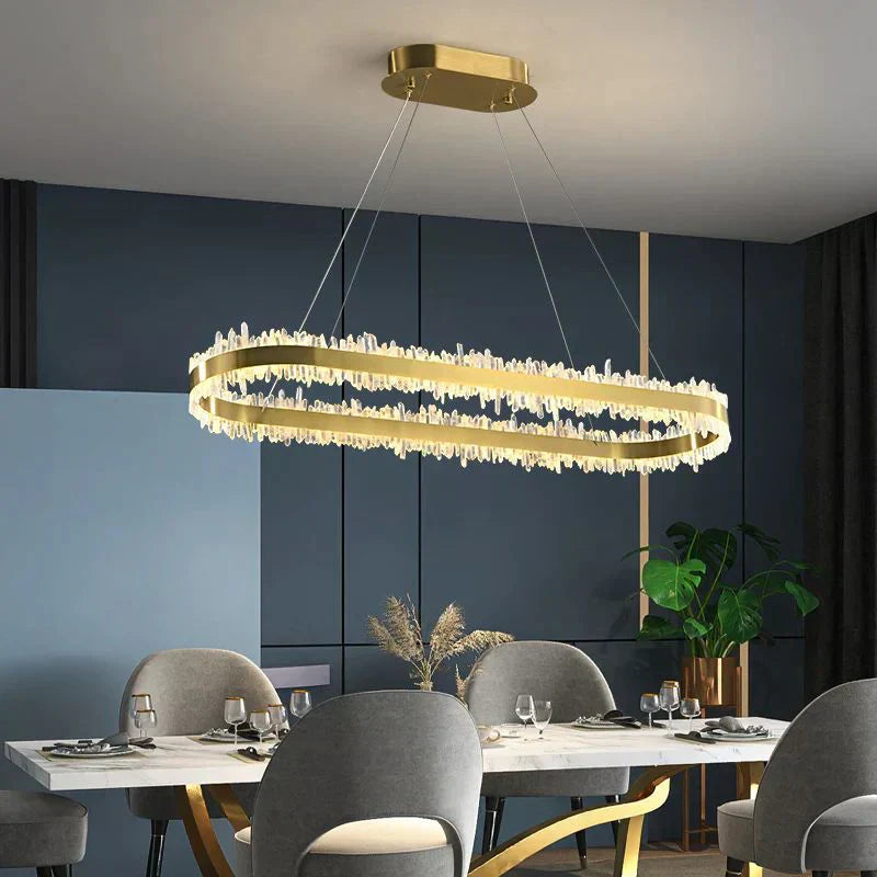 Cervine Quartz Stone Linear Chandelier Quartz Crystal Chandelier 47" by Bling Lighting Studio