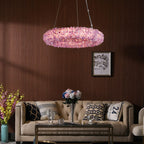 Cervine Quartz Stone Purple Primary Crystal Round Chandelier 20.5" 28.3" 36.2" 44" by Bling Lighting Studio