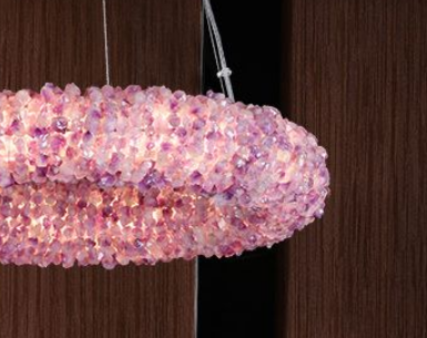 Cervine Quartz Stone Purple Primary Crystal Round Chandelier 20.5" 28.3" 36.2" 44" by Bling Lighting Studio