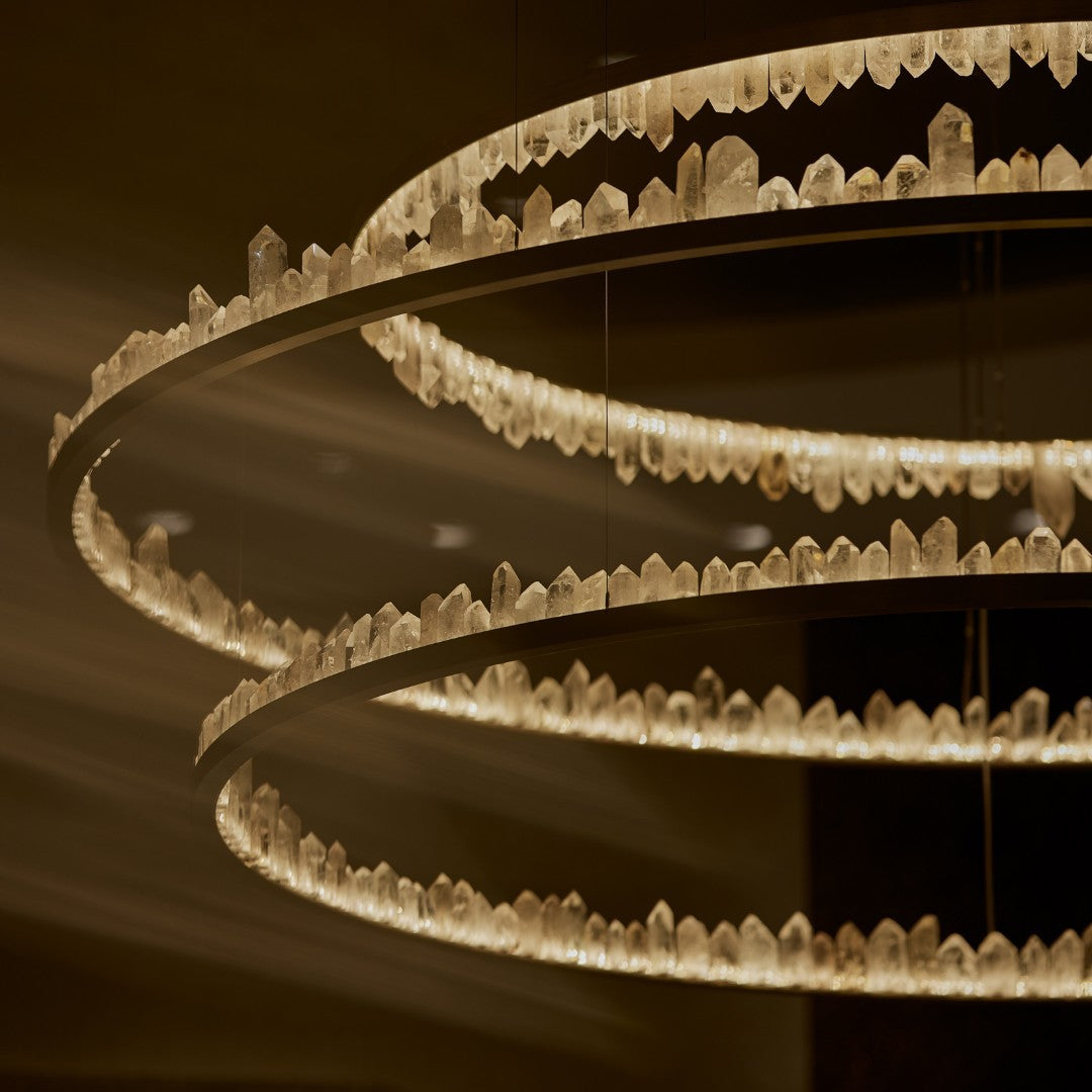 Cervine Quartz Stone Round Chandelier 36" by Bling Lighting Studio
