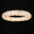 Cervine Quartz Stone Round Clear Geode Quartz Crystal Ring Chandelier by Bling Lighting Studio