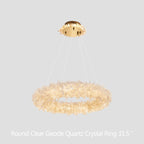 Cervine Quartz Stone Round Clear Geode Quartz Crystal Ring Chandelier by Bling Lighting Studio