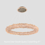 Cervine Quartz Stone Round Clear Geode Quartz Crystal Ring Chandelier by Bling Lighting Studio