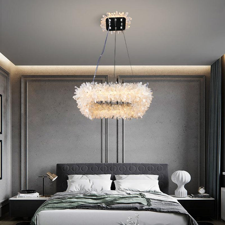 Cervine Quartz Stone Square Geode Quartz Crystal Chandelier by Bling Lighting Studio