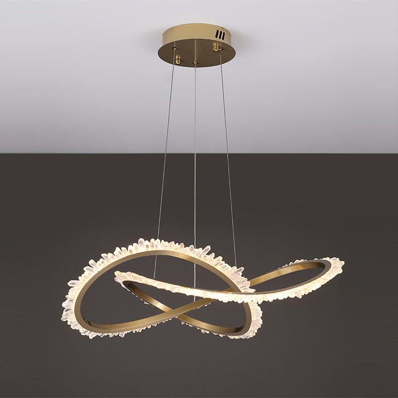 Cervine Quartz Stone Wide Geode Quartz Crystal Chandelier 36" chandelier in a tall interior