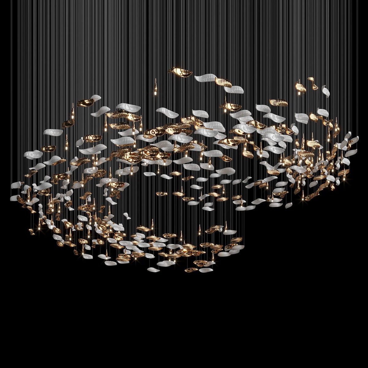 Amber Glass Drift Chandelier chandelier in a tall interior