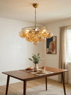 Circular Multi-Head Glass Ball Bubble Chandelier detail view