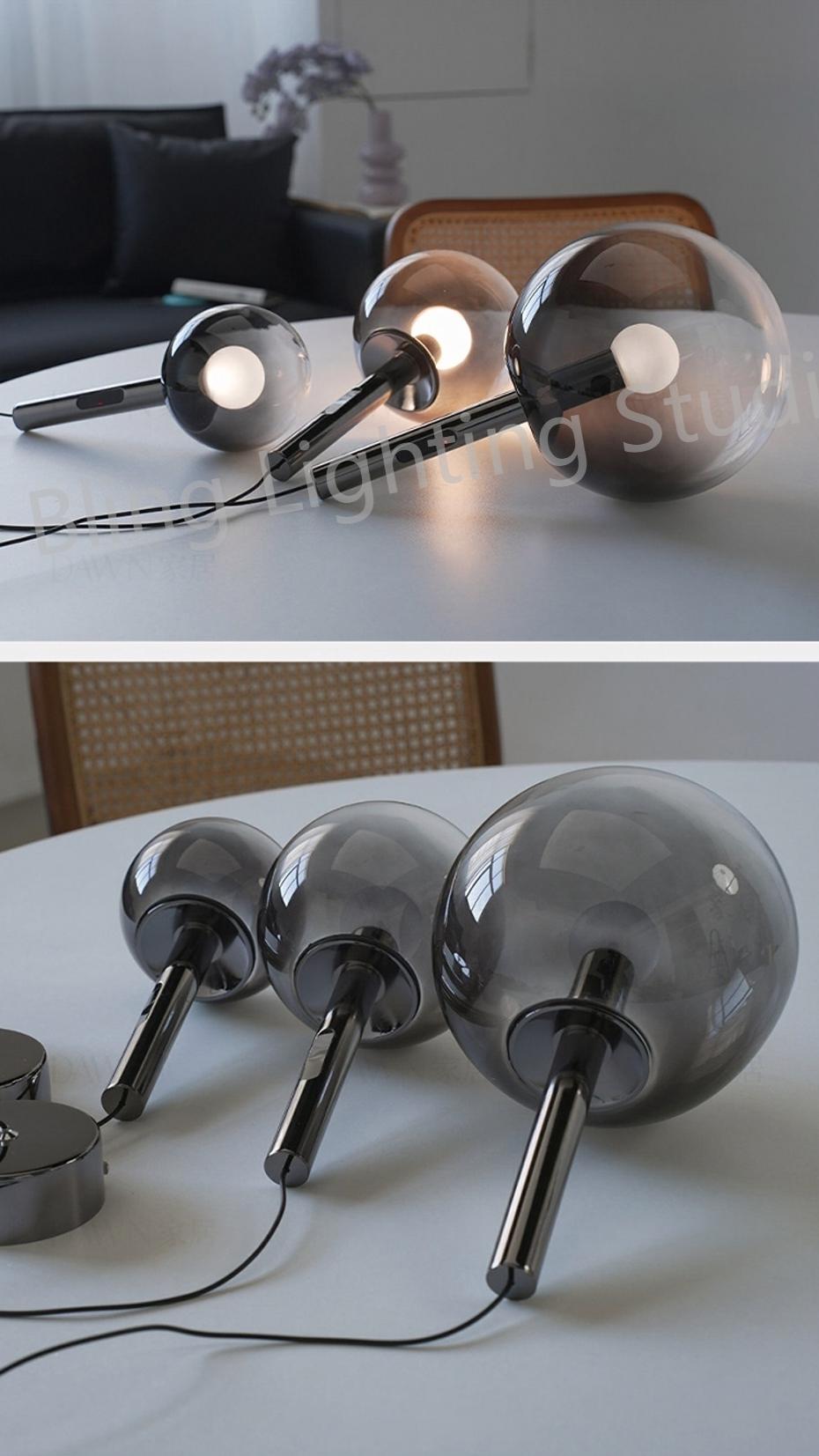 Cleo Bubble Glass Chandelier smoke glass globe size and finish detail