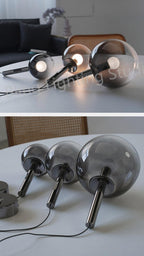 Cleo Bubble Glass Chandelier smoke glass globe size and finish detail