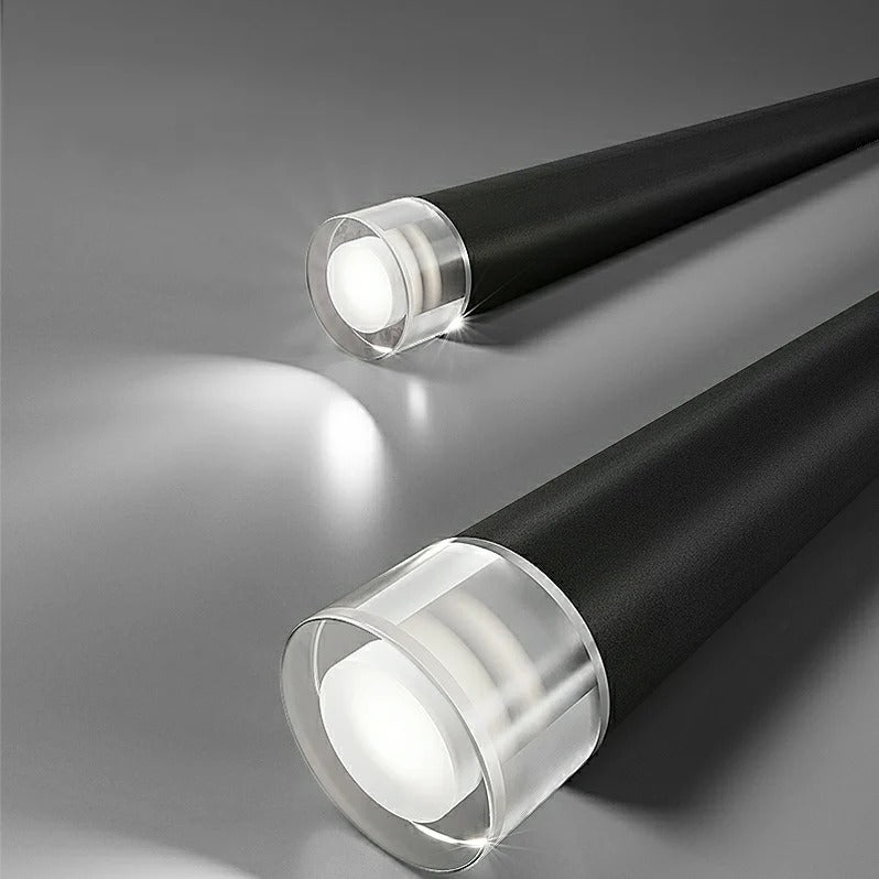Contemporary Black LED Pendant Light for Stairwell black finish view