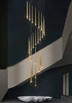 Contemporary Black LED Pendant Light for Stairwell entryway installation view