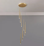 Contemporary Black LED Pendant Light for Stairwell gold finish pendant detail
