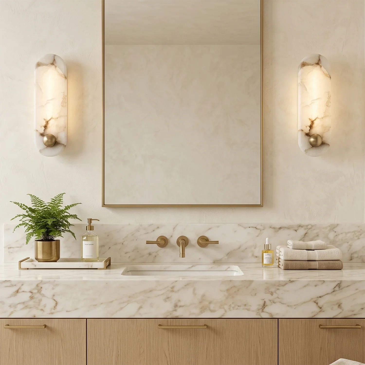 Contemporary Capsule Alabaster Wall Light by Bling Lighting Studio