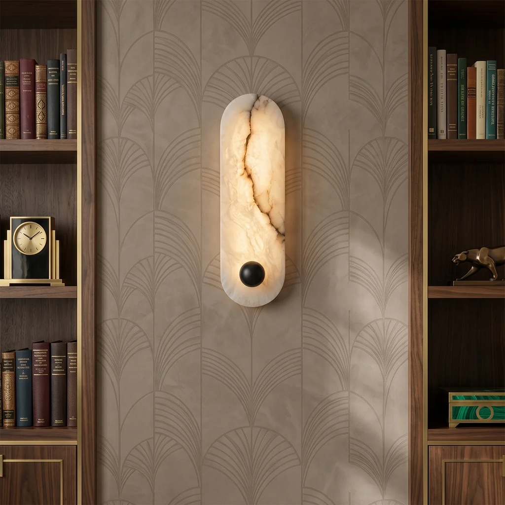 Contemporary Capsule Alabaster Wall Light by Bling Lighting Studio
