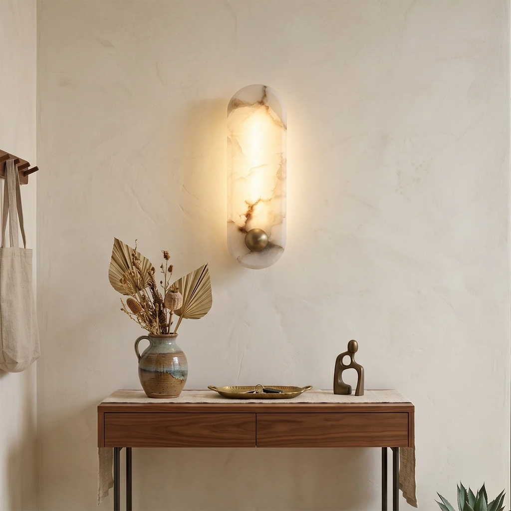 Contemporary Capsule Alabaster Wall Light by Bling Lighting Studio