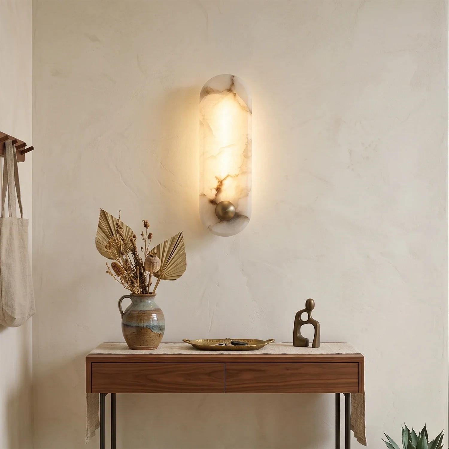 Contemporary Capsule Alabaster Wall Light by Bling Lighting Studio