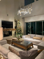 Contemporary Chandelier for High Ceiling Living Room & Foyer brushed brass cone chandelier for dining room lighting