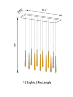 Contemporary Chandelier for High Ceiling Living Room & Foyer with brushed brass cone pendant lights
