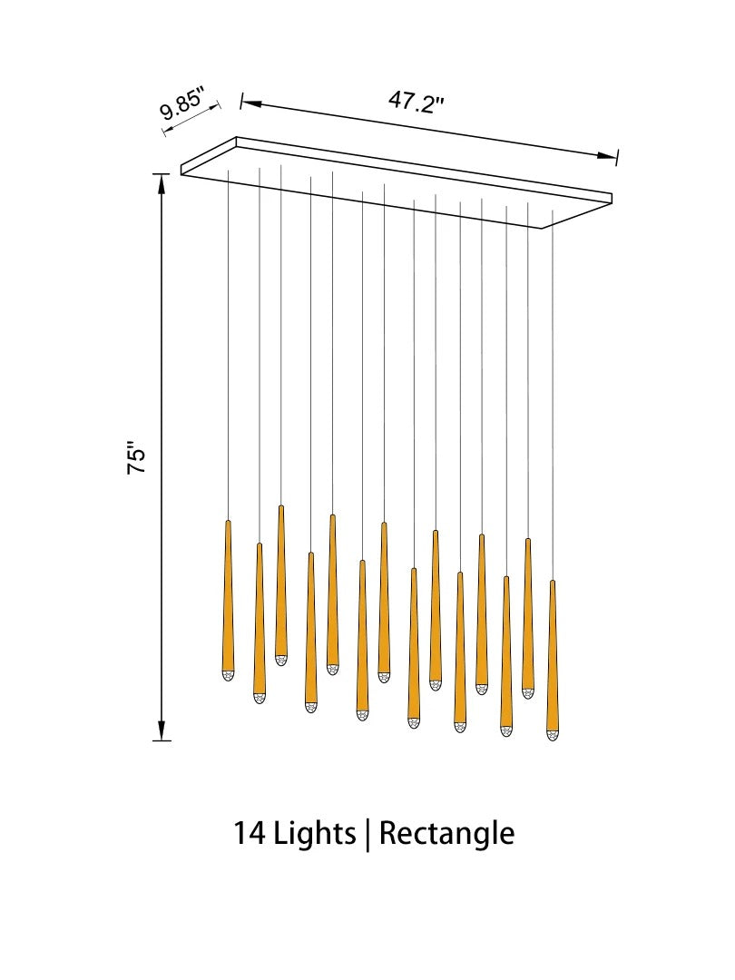 Contemporary Chandelier for High Ceiling Living Room & Foyer cascade cone pendant light view