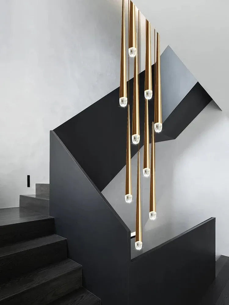 Contemporary Chandelier for High Ceiling Living Room & Foyer cone pendant chandelier detail view