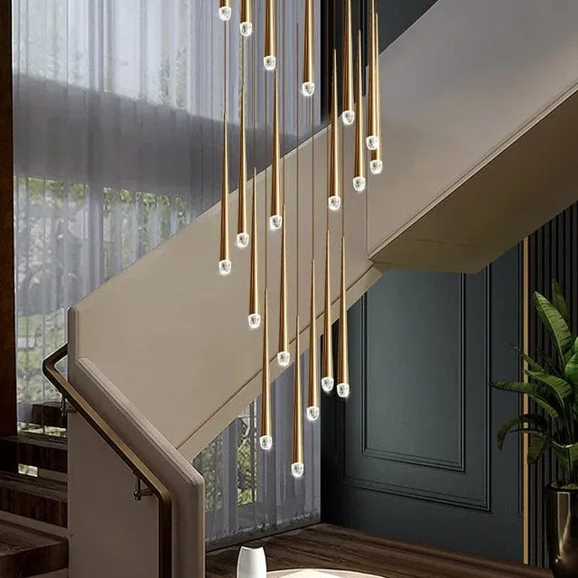 Contemporary Chandelier for High Ceiling Living Room & Foyer cascading pendant light for staircase