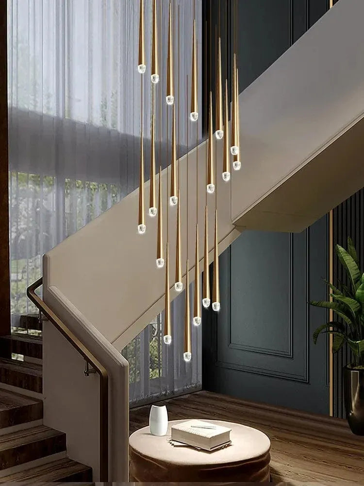 Contemporary Chandelier for High Ceiling Living Room & Foyer cascading pendant light for staircase