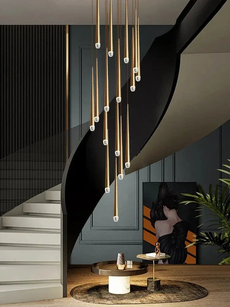 Contemporary Chandelier for High Ceiling Living Room & Foyer warm white cone pendant chandelier