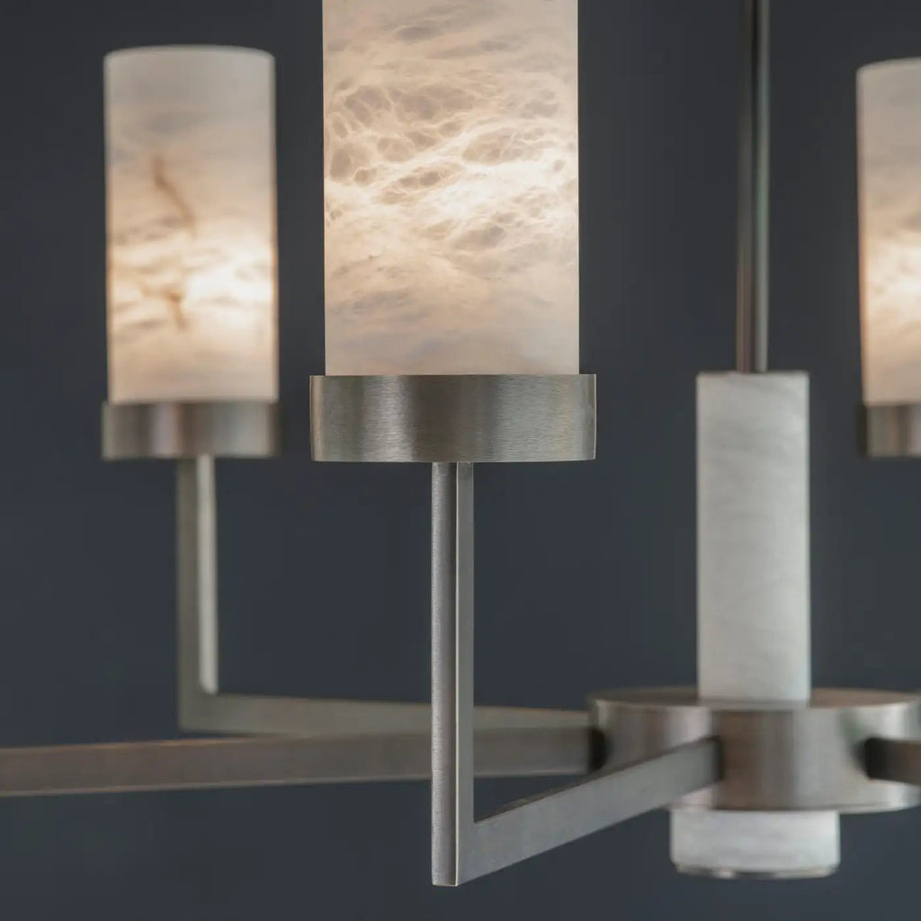 Contemporary Alabaster 6-arm Compass Chandelier by Bling Lighting Studio