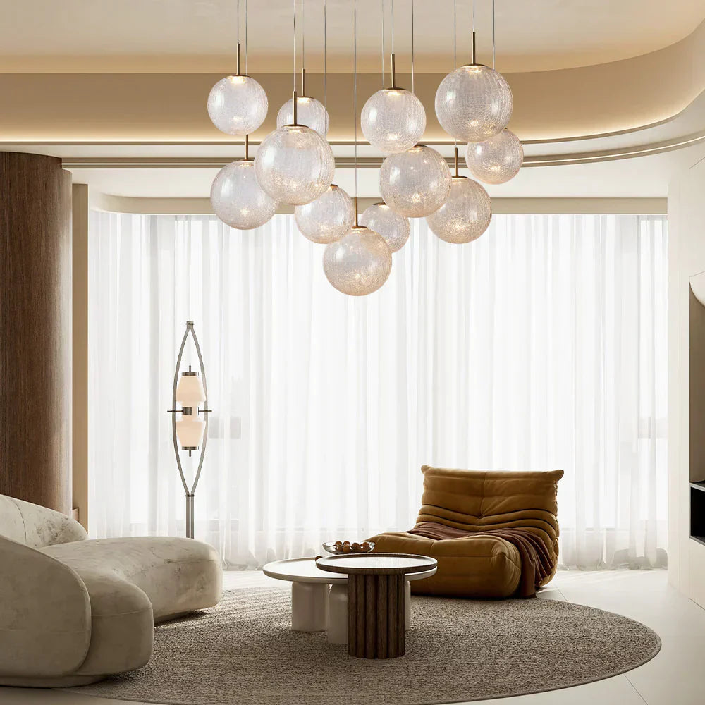 Contemporary Casen Glass Round Chandelier 20"28"34"43" detail view